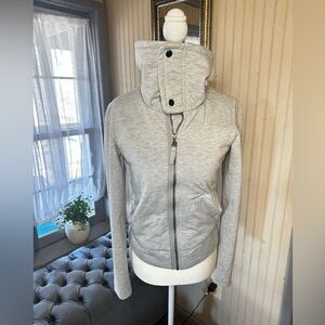 Splendid Zip Up Jacket Womens XS Gray Funnel Neck Snap Collar Athleisure